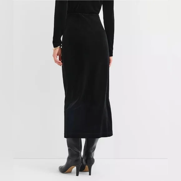 Loft Women's Velvet Ruched Button Midi Skirt - Picture 3 of 7